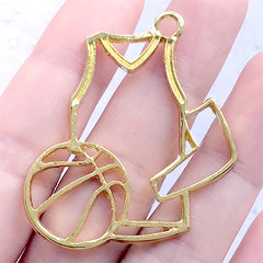 Basketball Jersey Open Bezel Charm | Sport Deco Frame for UV Resin Filling | UV Resin Jewelry Supplies (1 piece / Gold / 39mm x 43mm)
