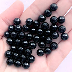 8mm Black Bubble Tea Pearls | Fake Popping Boba | ABS Round Pearl with No Hole | Faux Food Craft | Slime DIY (10 grams)