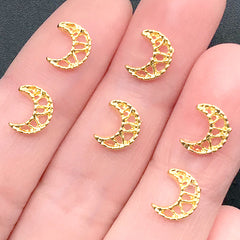 Tiny Filigree Moon Metal Embellishment for Nail Decoration | Kawaii Resin Inclusion | Resin Jewellery DIY Supplies (6 pcs / 7mm x 8mm)