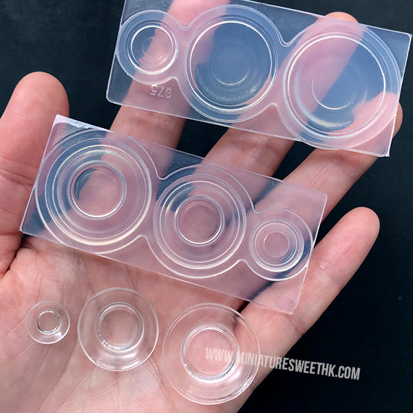 Dollhouse Plate Silicone Mold (3 Cavity) | 3D Miniature Dish Mould | Doll Food Making | UV Resin Clear Mold (11mm, 21mm and 25mm)