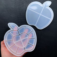 Apple Trinket Box Silicone Mold | Fruit Shaped Storage Container with Partitions DIY | Epoxy Resin Art Supplies | Kawaii Crafts (122mm x 131mm)