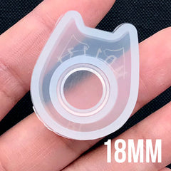 Kawaii Kitty Ring Silicone Mold | Resin Jewelry DIY | Animal Ear Ring Mould | Clear Soft Mold for UV Resin | Epoxy Resin Art Supplies (Size 18mm)