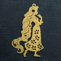 Flower Princess Metal Bookmark Charm | Fairy Tale Embellishment for UV Resin Jewellery DIY | Kawaii Resin Inclusion (1 piece / 25mm x 42mm)