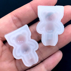 3D Teddy Bear Lolly Silicone Mold | Miniature Lollipop Mold | Kawaii Sweets Deco | Clear Soft Mould for UV Resin (16mm x 29mm)