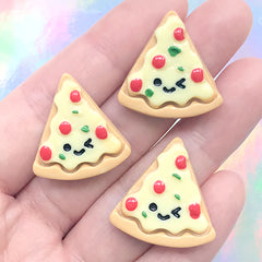Pizza Resin Cabochon | Doll Food Supplies | Kawaii Decoden | Miniature Sweet Deco (3 pcs / 23mm x 49mm)