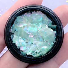 Nature Abalone Seashell Flakes | Aura Shell Embellishments | Iridescent Sea Shell | Mermaid Resin Inclusions | Resin Crafts (AB Blue Green Teal)