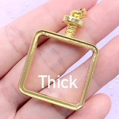 Square Open Bezel Charm with Thick Frame | Geometric Deco Frame for UV Resin Filling | Resin Jewelry Supplies (1 piece / Gold / 30mm x 41mm)