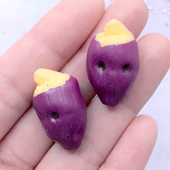 Baked Sweet Potato Cabochons | Fake Food Cabochon | Kawaii Decoden Supplies | Miniature Food Embellishment (2 pcs / 16mm x 27mm)