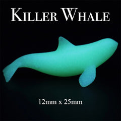 Glow in the Dark Killer Whale Figurine | 3D Resin Inclusion | Sea Animal Embellishment | Miniature Resin World Making (1 piece / 12mm x 25mm)