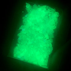 Large Phosphorescent Particles | Glow in the Dark Resin Filler | Fluorescent Flakes | Embellishments for Resin Craft (Yellow Green / 10 grams)