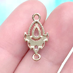 Luxury Teardrop Rhinestone Connector Charm | Bling Bling Sparkle Jewelry Making (1 piece / Gold / 10mm x 19mm)