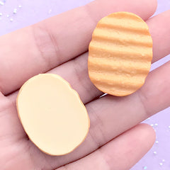 Potato Chip Cabochons | Fake Food Embellishments | Kawaii Decoden Supplies | Kitsch Jewelry Making (2 pcs / 22mm x 28mm)