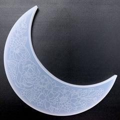 Floral Engraved Moon Silicone Mold | Flower Crescent Moon Mould | Home Decor Craft with Resin (67mm x 212mm)