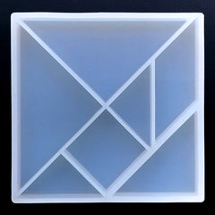 Tangram Silicone Mold (7 Cavity) | Puzzle Game DIY | Square Triangle Parallelogram Mould | Resin Craft Supplies (105mm x 105mm)