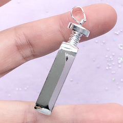 Thick Square Open Bezel Pendant | Geometry Deco Frame for UV Resin Filling | Resin Jewellery Supplies (1 piece / Silver / 30mm x 41mm)