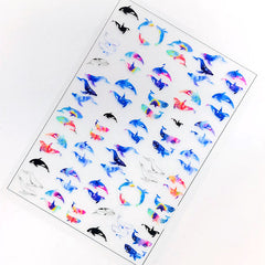 Small Whale and Fish Clear Film Sheet in Rainbow and Galaxy Gradient | Marine Life Embellishments | UV Resin Fillers