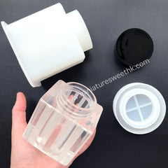 Rectangular Bottle with Screw on Lid Silicone Mold for Resin Art | Cuboid Jar with Cap Mould | Make Your Own Storage Box | Resin Container DIY