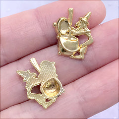 Witch and Cauldron Metal Embellishment | Halloween Resin Inclusions | Kawaii Resin Art Supplies (4 pcs / Gold / 15mm x 17mm)