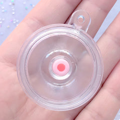 Dollhouse Boba Tea Cup | Miniature Iced Coffee Cup | Kawaii Shake Shake Bubble Tea Keychain DIY (1 Set / Short, Flat Lid and Pink Straw)