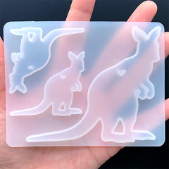 Kangaroo Family Silicone Mold (3 Cavity) | Mother and Baby Jewelry Making | Animal Mold | Resin Craft Supplies