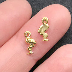 Mini Flamingo Metal Embellishments | Bird Floating Charm | Filling Materials for Resin Craft | Nail Design (8 pcs / 5mm x 10mm)