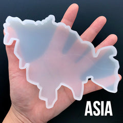 Asia Continent Map Silicone Mold | Resin Coaster DIY | Clear Mould for UV Resin | Epoxy Resin Art Supplies (157mm x 112mm)