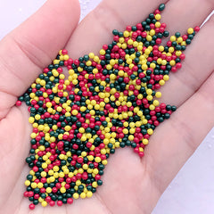 Miniature Dragee for Sweet Deco | Dollhouse Sugar Pearl Sprinkles for Doll Food DIY | Fake Toppings for Faux Food Craft (Green Red Yellow / 7g)