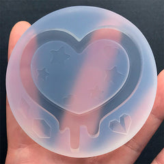 Drippy Heart Shaker Charm with Shaker Bits Silicone Mold | Kawaii Decoden Mould | Cute Resin Accessories DIY