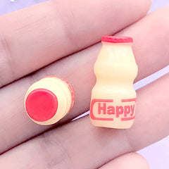Doll House Milk Drink Bottle in 1:6 Scale | Miniature Beverage | 3D Dollhouse Grocery Supplies (2 pcs / Red Happy / 11mm x 23mm)