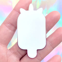 Unicorn Popsicle Acrylic Cabochon with Glitter | Kawaii Sweet Deco | Decoden Embellishment | Cute Brooch Making (1 piece / 32mm x 61mm)