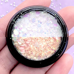 UV Light Activated Color Changing Confetti Flakes | Aurora Borealis Sprinkles | Iridescent Hexagon Glitter | Kawaii Nail Art Supplies (Orange)