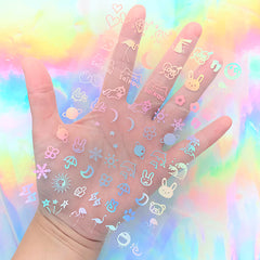 Kawaii Holographic Clear Film | Cute Animal Embellishments for Resin Crafts | Resin Inclusions