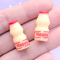Doll House Milk Drink Bottle in 1:6 Scale | Miniature Beverage | 3D Dollhouse Grocery Supplies (2 pcs / Red Happy / 11mm x 23mm)