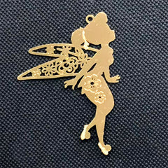 Sakura Fairy Metal Bookmark Charm | Fairytale Embellishment for UV Resin Jewelry Making | Resin Inclusion (1 piece / 30mm x 41mm)