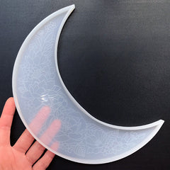 Floral Engraved Moon Silicone Mold | Flower Crescent Moon Mould | Home Decor Craft with Resin (67mm x 212mm)