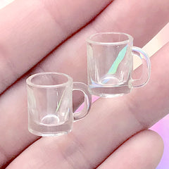 Dollhouse Glass Mug | Miniature Plastic Coffee Mug | Doll House Drink Making | Mini Food Craft (2 pcs / Clear / 17mm x 13mm)