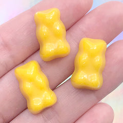 Bear Gummy Candy Decoden Cabochons | Fake Sweets Deco | Kawaii Resin Embellishment (3 pcs / Yellow / 12mm x 19mm)