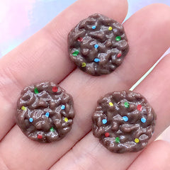 Miniature Chocolate Chip Cookie Decoden Cabochon | Dollhouse Sweets Deco | Kawaii Mini Food Craft (3 pcs / 18mm)