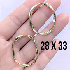 Irregular Oval Deco Frame for UV Resin Filling | Wavy Open Frame for Resin Jewelry Making (2 pcs / Gold / 28mm x 33mm)