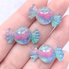 Galaxy Gradient Sugar Candy Cabochons with Glitter | Kawaii Sweets Deco | Decoden Supplies (3 pcs / 13mm x 25mm)