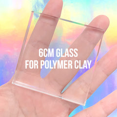 6cm Glass for Polymer Clay Baking | Bakeable Square Glass | Oven Safe Tool for Polymer Clay