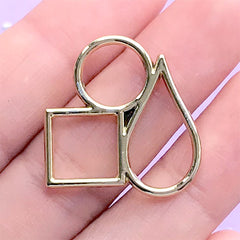 Geometry Open Bezel | Geometric Deco Frame for UV Resin | Square Round Teardrop Charm | Stud Earrings DIY (1 pc / Gold / 19mm x 20mm)
