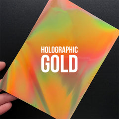HOLOGRAPHIC GOLD Toner Reactive Foil (Set of 20 pcs) | Heat Transfer Foil | Metallic Adhesive Foil | Scrapbook Supplies (100mm x 150mm)