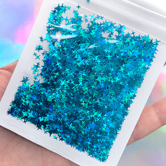 Aurora Borealis 4 Point Star Confetti | Holo Glitter | Holographic Cross Star Sprinkles | Iridescent Flakes | UV Resin Craft Supplies (AB Blue)
