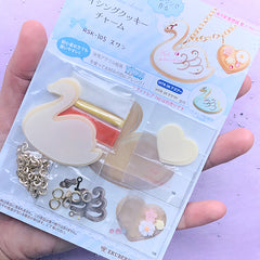 Swan Icing Cookie Pendant DIY | Faux Sweet Charm Making | UV Resin Craft Kit | Fake Dessert Jewelry