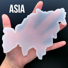 Asia Continent Map Silicone Mold | Resin Coaster DIY | Clear Mould for UV Resin | Epoxy Resin Art Supplies (157mm x 112mm)
