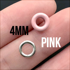 Painted Grommets and Washers in 4mm | Colored Eyelets | Leather DIY Supplies (10 sets / Pink)