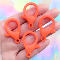Plastic Snap Clip Hooks | Kawaii Lobster Claw Clasp | Lanyard Hook | Cute Accessories DIY | Keychain Findings (4 pcs / Orange / 21mm x 35mm)