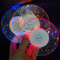 Round LED Coaster Silicone Mold | Make Your Own Coaster with LED Light | Party Decoration | DIY Resin Home Decor (97mm)
