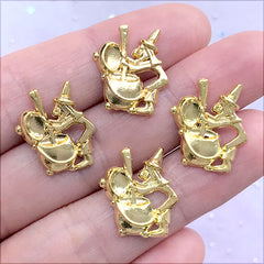 Witch and Cauldron Metal Embellishment | Halloween Resin Inclusions | Kawaii Resin Art Supplies (4 pcs / Gold / 15mm x 17mm)